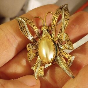 Damascene Butterfly Brooch, EUC